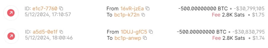 Bitcoin whale transfer