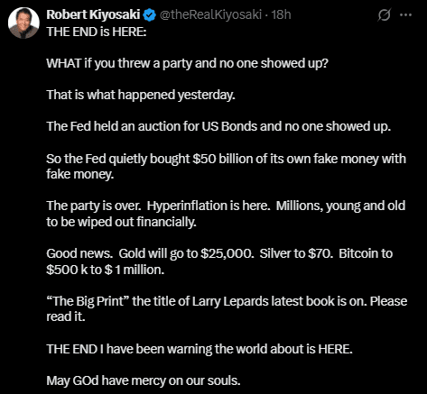 Robert Kiyosaki Bitcoin Price Prediction