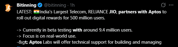 Aptos Jio Partnership Announcement