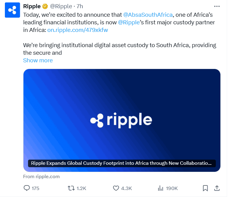 Ripple partnerships with absa