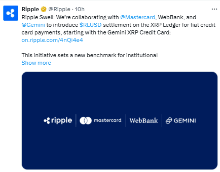 Ripple News Today, Mastercard और Gemini के साथ की बड़ी पार्टनरशिप