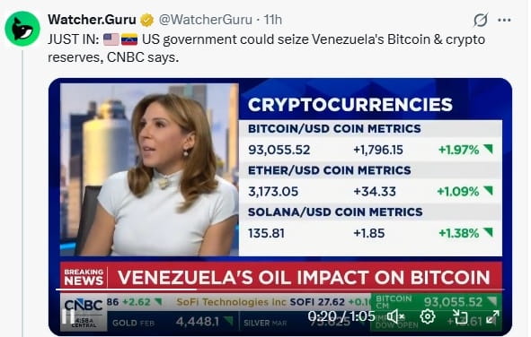 CNBC Venezuela Bitcoin Reserve Update