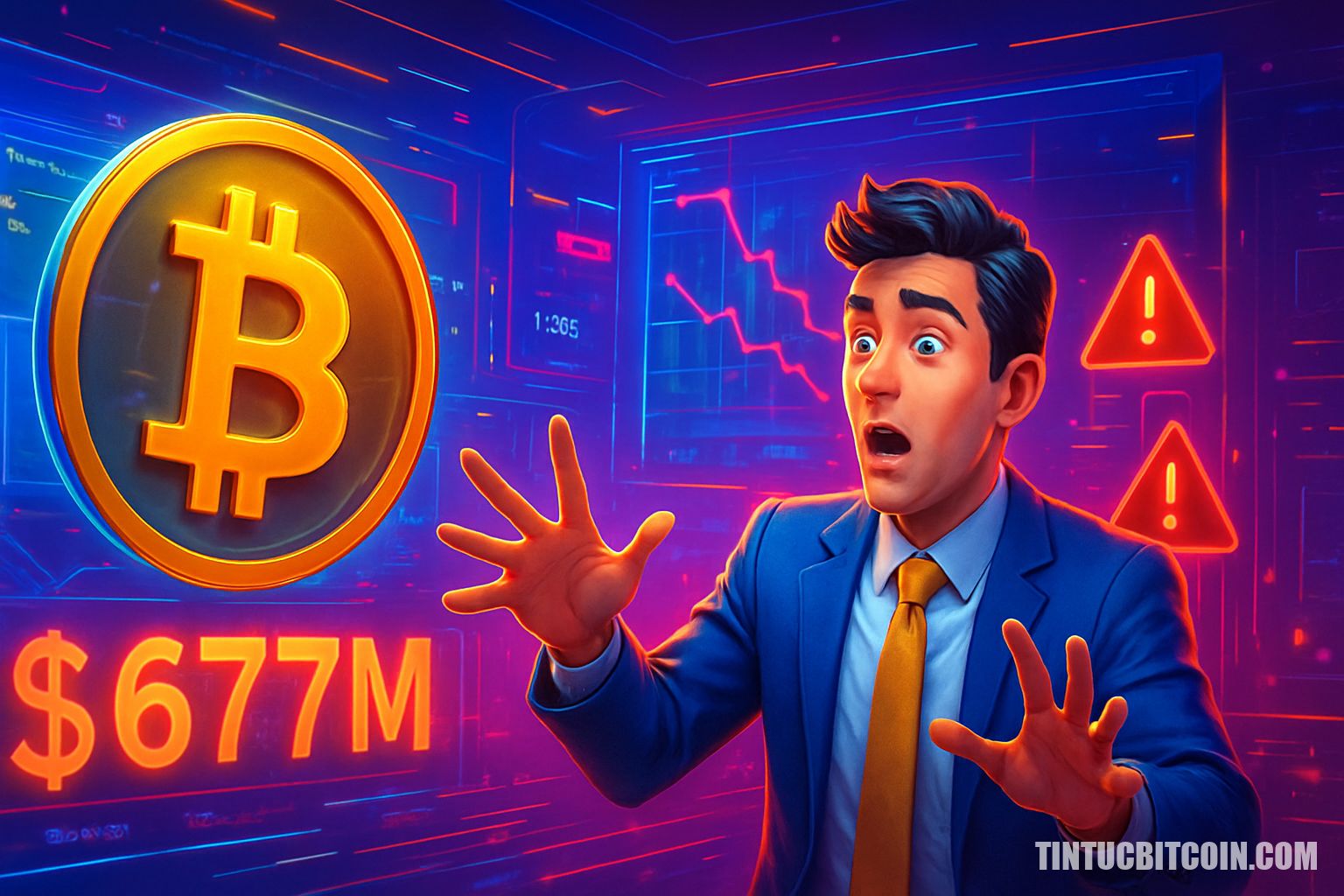Nhà đầu tư Bitcoin chịu thanh lý 677 triệu USD, 3 tín hiệu rủi ro