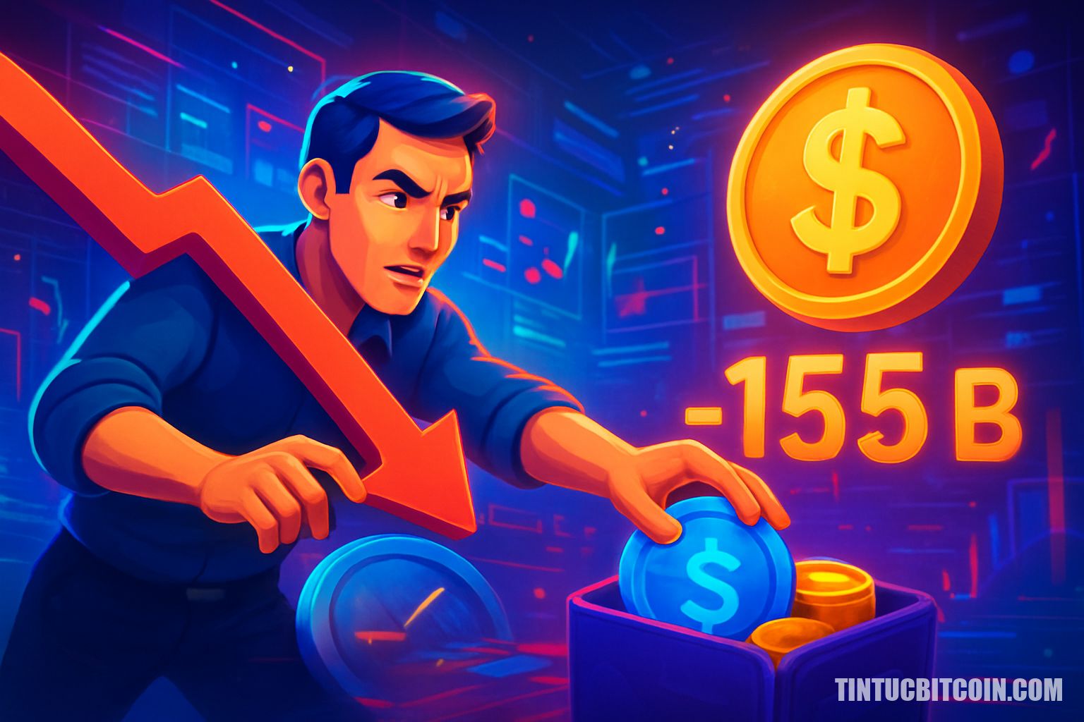 Nhà giao dịch rút khỏi tài sản rủi ro sau stablecoin giảm 155 tỷ USD