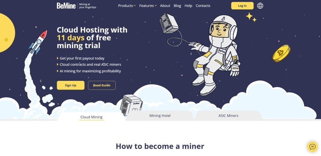 Astronaut promoting cloud mining services