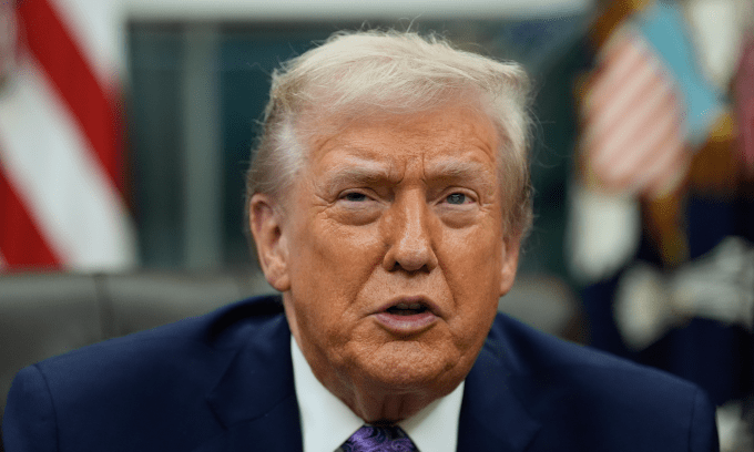 Tổng thống Mỹ Donald Trump phát biểu tại Nhà Trắng hồi tháng 12/2025. Ảnh: AP