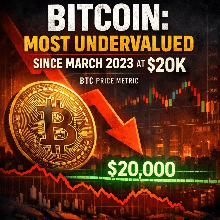 Bitcoin: Most Undervalued Since March 2023 At $20k, Btc Price Metric
