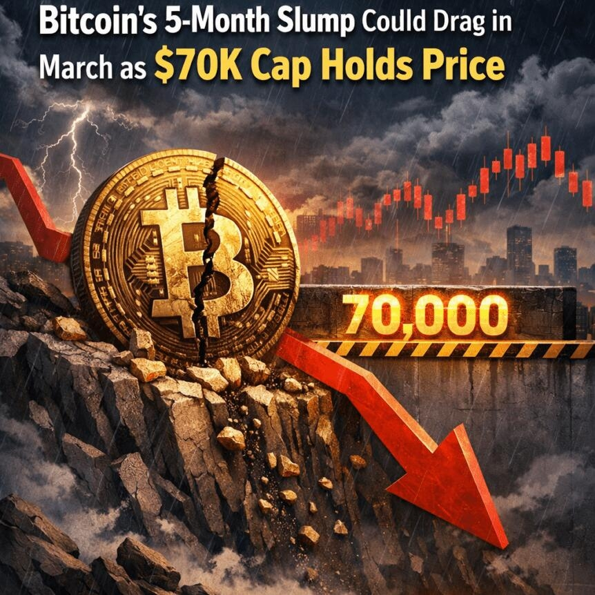 Bitcoin's 5-Month Slump Could Drag In March As $70k Cap Holds Price