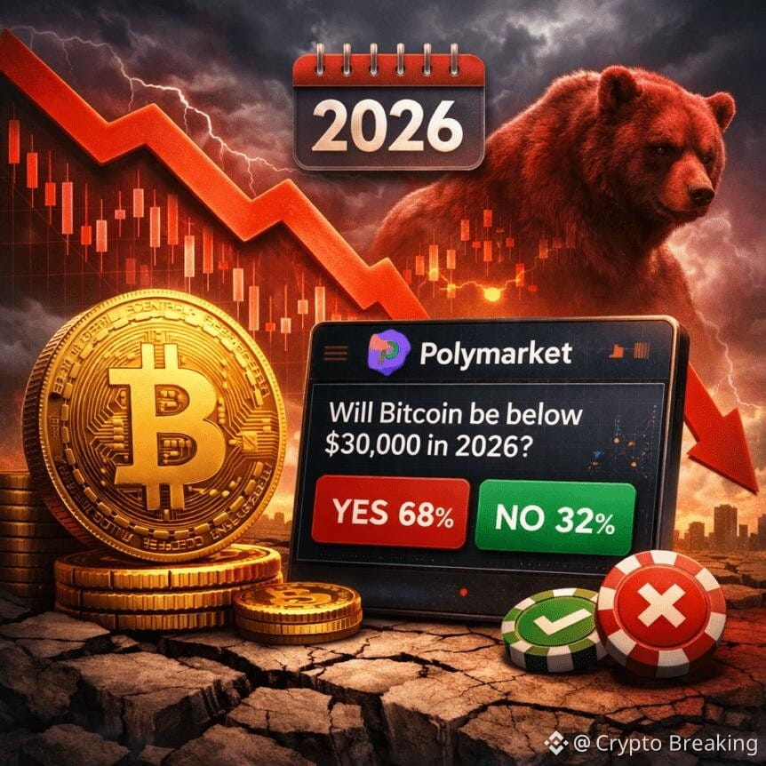 Bitcoin Bets On Polymarket Signal For 2026 Downside Risk