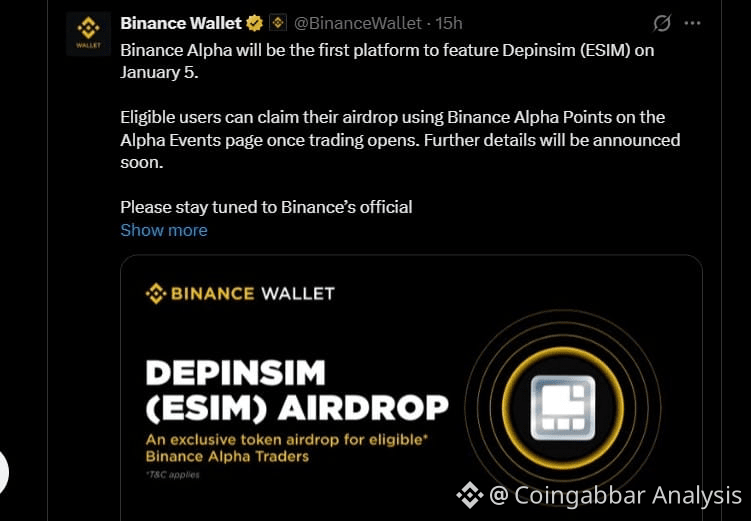 $ESIM Binance Listing