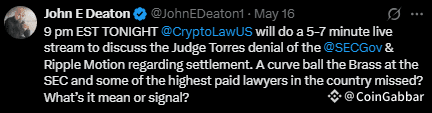 Lawyer John Deaton XRP Tweet