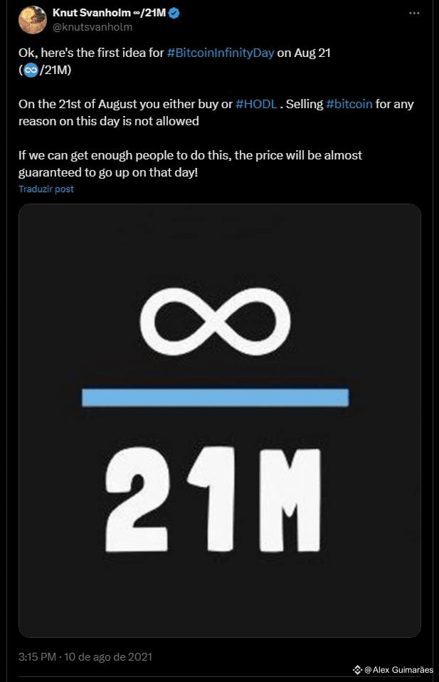 Origem do 'Bitcoin Infinity Day' (Dia do Infinito do Bitcoin). Fonte: X.