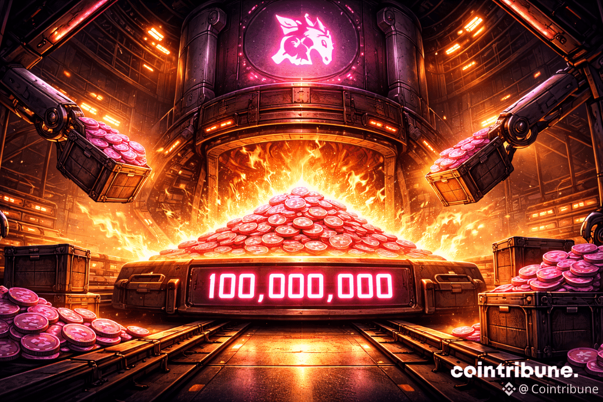 Des bras mécaniques injectent des paquets de cryptos UNI dans le four.