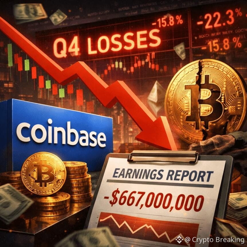 Coinbase Misses Q4 Earnings; $667m Loss As Crypto Markets Slump