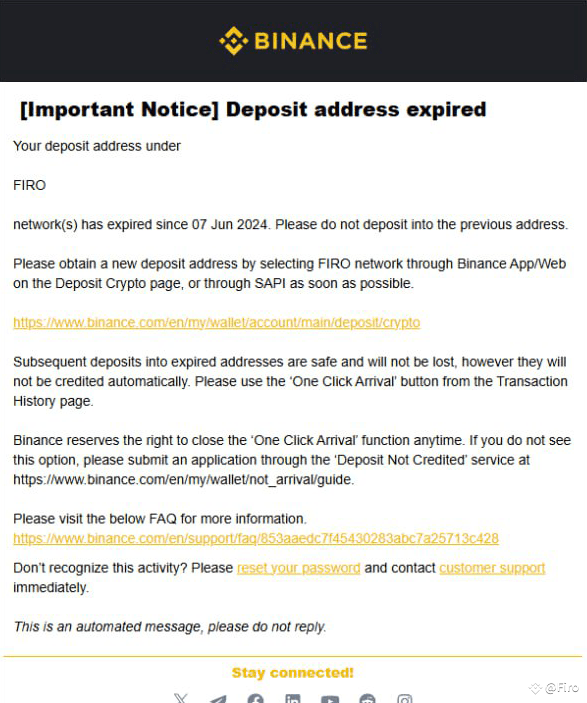 Binance deposit address expired example