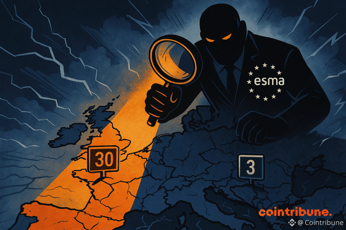 Une silhouette menaçante surveille l’Europe, éclaire l’Allemagne et ses “30” licences, laissant le Luxembourg dans l’ombre avec “3”.